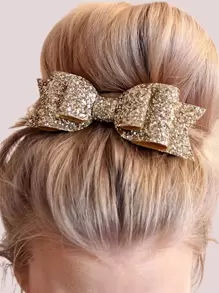 Kẹp tóc cá sấu trang trí nơ trang trí công phu - Vàng - Xem 1