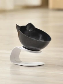 1pc Cat Ear Design Pet Bowl - Black and White - View 3
