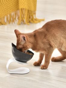 1pc Cat Ear Design Pet Bowl - Black and White - View 5