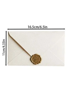 2pcs Solid Color Envelope With Wax Seal Sticker - White - View 2