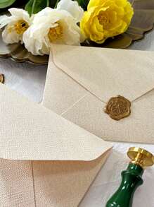 2pcs Solid Color Envelope With Wax Seal Sticker - White - View 3
