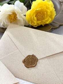 2pcs Solid Color Envelope With Wax Seal Sticker - White - View 4