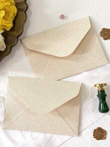 2pcs Solid Color Envelope With Wax Seal Sticker - White - View 5