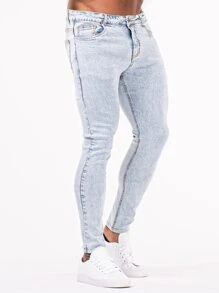 Hombres Jeans ajustados unicolor - Lavado ligero - Ver 3