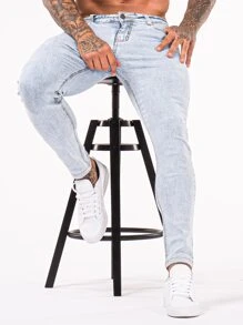 Hombres Jeans ajustados unicolor - Lavado ligero - Ver 4