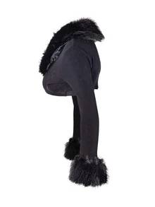 Áo nữ Tương phản lông thú giả màu trơn Thanh lịch - màu đen - Xem 3