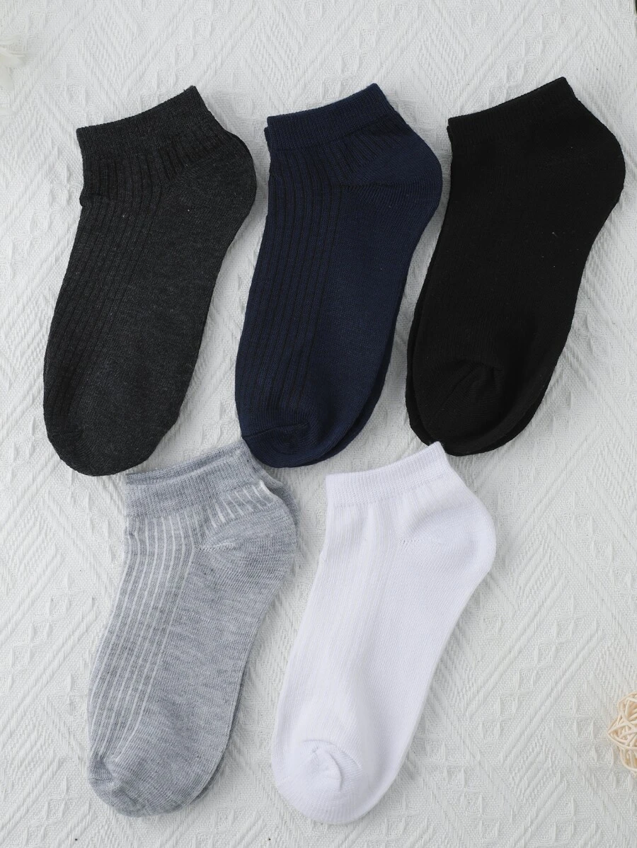5pairs Men Solid Ankle Socks - Multicolor - View 1