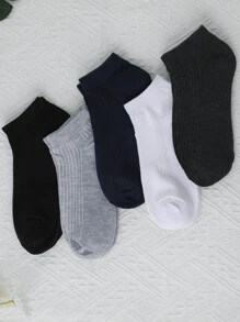 5pairs Men Solid Ankle Socks - Multicolor - View 3
