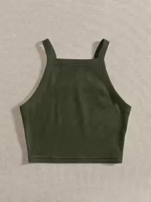 SHEIN EZwear Effen kleur Gebreid Dames Eenvoudig Tops , Geschikt Voor Dagelijks Of Vakantie