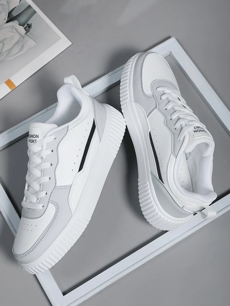 男士运动鞋，男士休闲鞋，时尚个性街头学生帅气鞋，系带男鞋，男士滑板鞋 - 彩色 - 查看 1