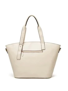 Contrast Binding Straw Bag, Mother's Day Gift For Mom - White - View 3