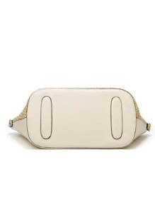 Contrast Binding Straw Bag, Mother's Day Gift For Mom - White - View 6