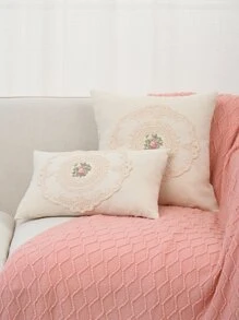 1入組蕾絲花刺繡枕套或腰靠枕套 - 彩色 - 查看 1