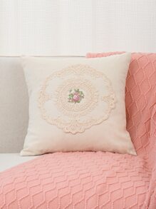 1入組蕾絲花刺繡枕套或腰靠枕套 - 彩色 - 查看 2
