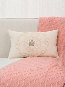 1入組蕾絲花刺繡枕套或腰靠枕套 - 彩色 - 查看 4