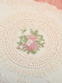 1入組蕾絲花刺繡枕套或腰靠枕套 - 彩色 - 查看 5