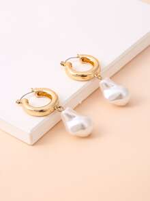 Faux Pearl Drop Fashion Earrings For Daily Wear - Multicolor - View 3