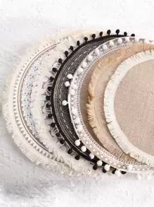 1 Thảm Kaki Placemat, Polyester Viền Viền Bàn Thảm Cho Nhà Bếp - Nhiều màu - Xem 1