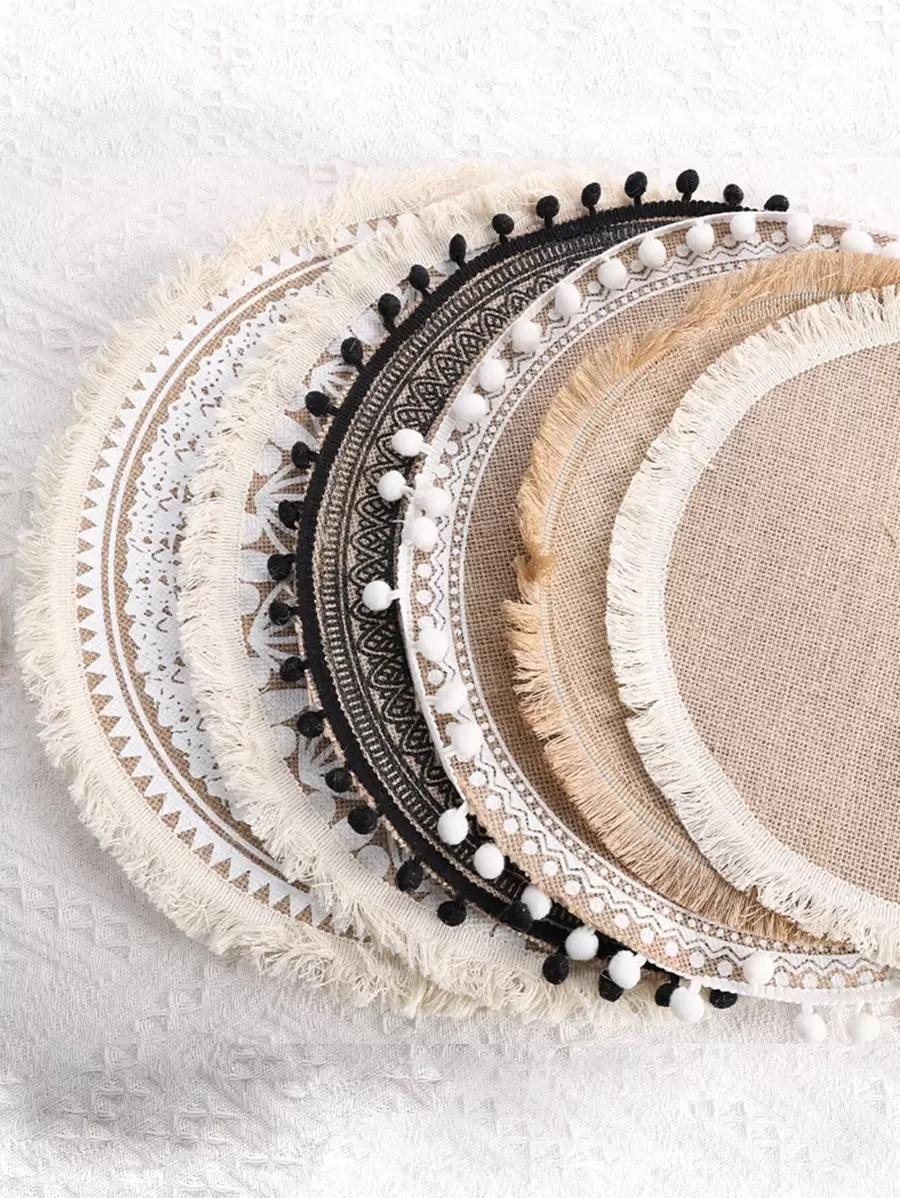 1 Thảm Kaki Placemat, Polyester Viền Viền Bàn Thảm Cho Nhà Bếp - Nhiều màu - Xem 1