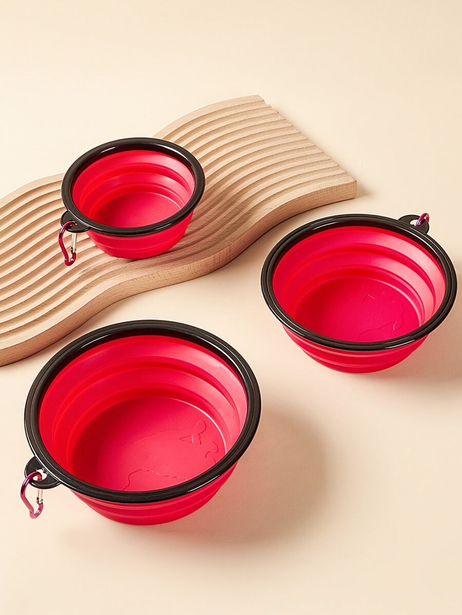 1 cái bát du lịch cho thú cưng có thể gập lại, bát du lịch ngoài trời di động cho chó - Màu Hồng Tươi - Xem 1