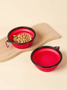 1 cái bát du lịch cho thú cưng có thể gập lại, bát du lịch ngoài trời di động cho chó - Màu Hồng Tươi - Xem 2