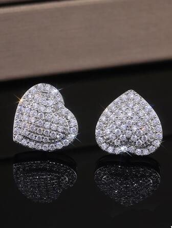 Cubic Zirconia Heart Stud örhängen för kvinnor för fest bankett bröllop