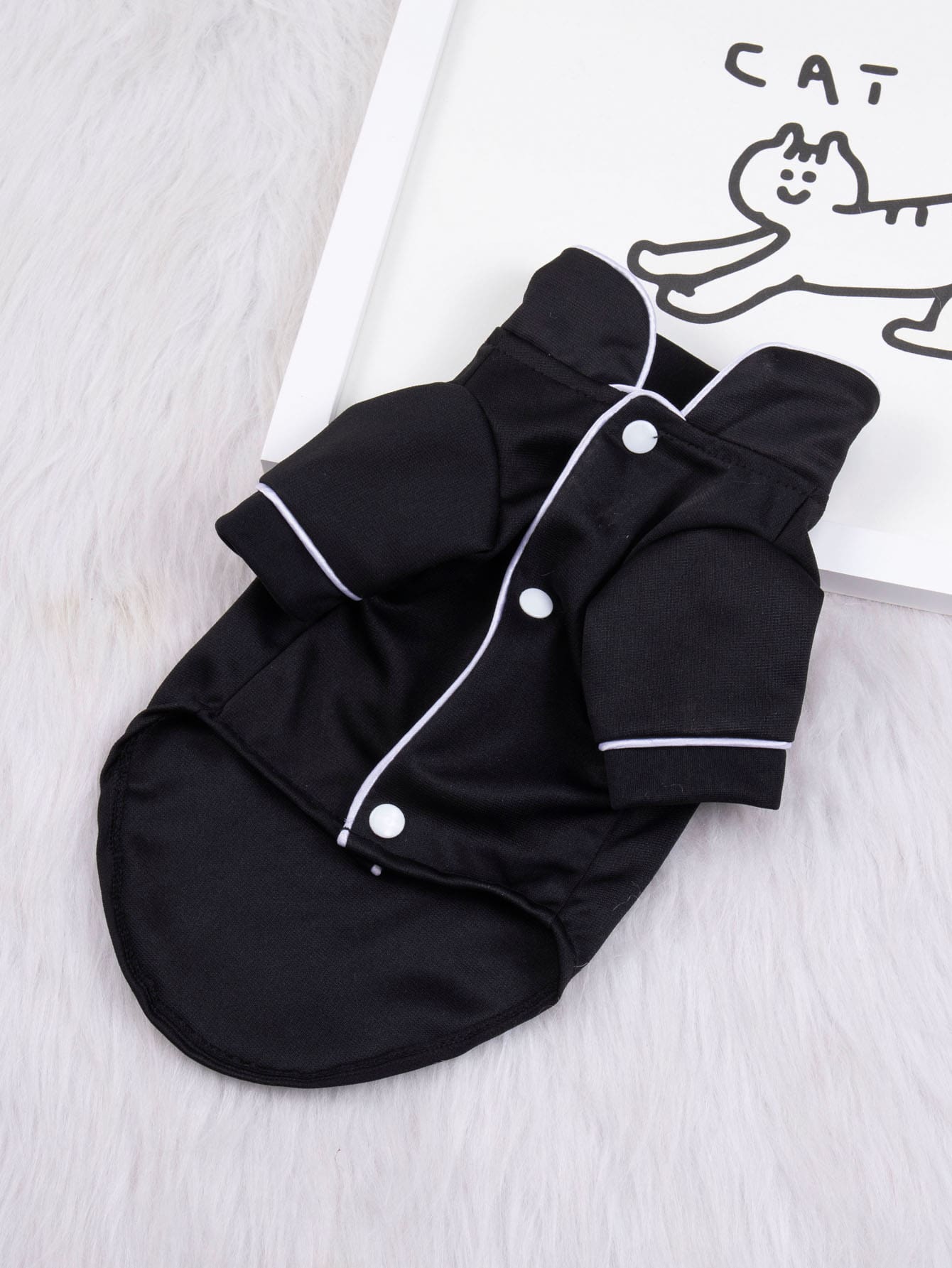 1入組撞色滾邊寵物襯衫 - 黑色 - 查看 1