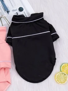 1入組撞色滾邊寵物襯衫 - 黑色 - 查看 5