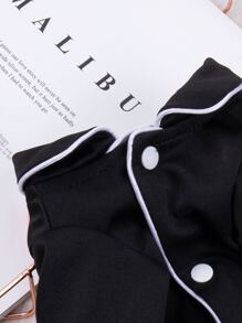 1入組撞色滾邊寵物襯衫 - 黑色 - 查看 7