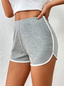 SHEIN EZwear Contrast Binding Track Shorts - Light Grey - View 3