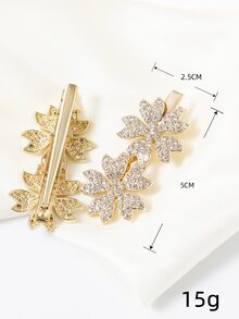2入組水鑽花朵裝飾髮夾 - 彩色 - 查看 2