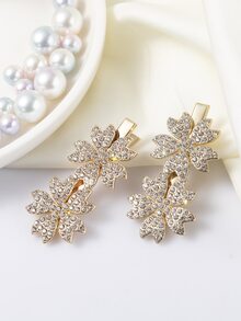 2入組水鑽花朵裝飾髮夾 - 彩色 - 查看 5