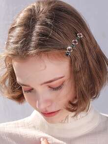 4pcs Rhinestone Flower Decor Alligator Hair Clip Elegant - Multicolor - View 2