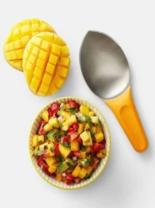 1pc Stainless Steel Mango Knife, Creative Mango Cutter For Household - Yellow - View 1