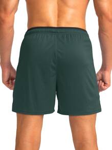 G Gradual Hombres Shorts deportivos con estampado de dibujo de cintura con cordón - Verde militar - Ver 2