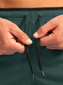 G Gradual Hombres Shorts deportivos con estampado de dibujo de cintura con cordón - Verde militar - Ver 4