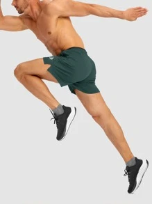 G Gradual Hombres Shorts deportivos con estampado de dibujo de cintura con cordón - Verde militar - Ver 6