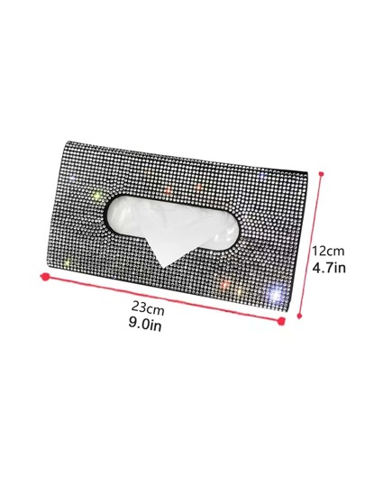 1 peça Caixa de armazenamento de tecido decoração de strass para-sol do carro