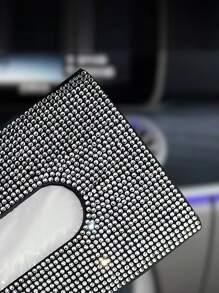 1入組水鑽裝飾汽車遮陽板紙巾盒 - 彩色 - 查看 4