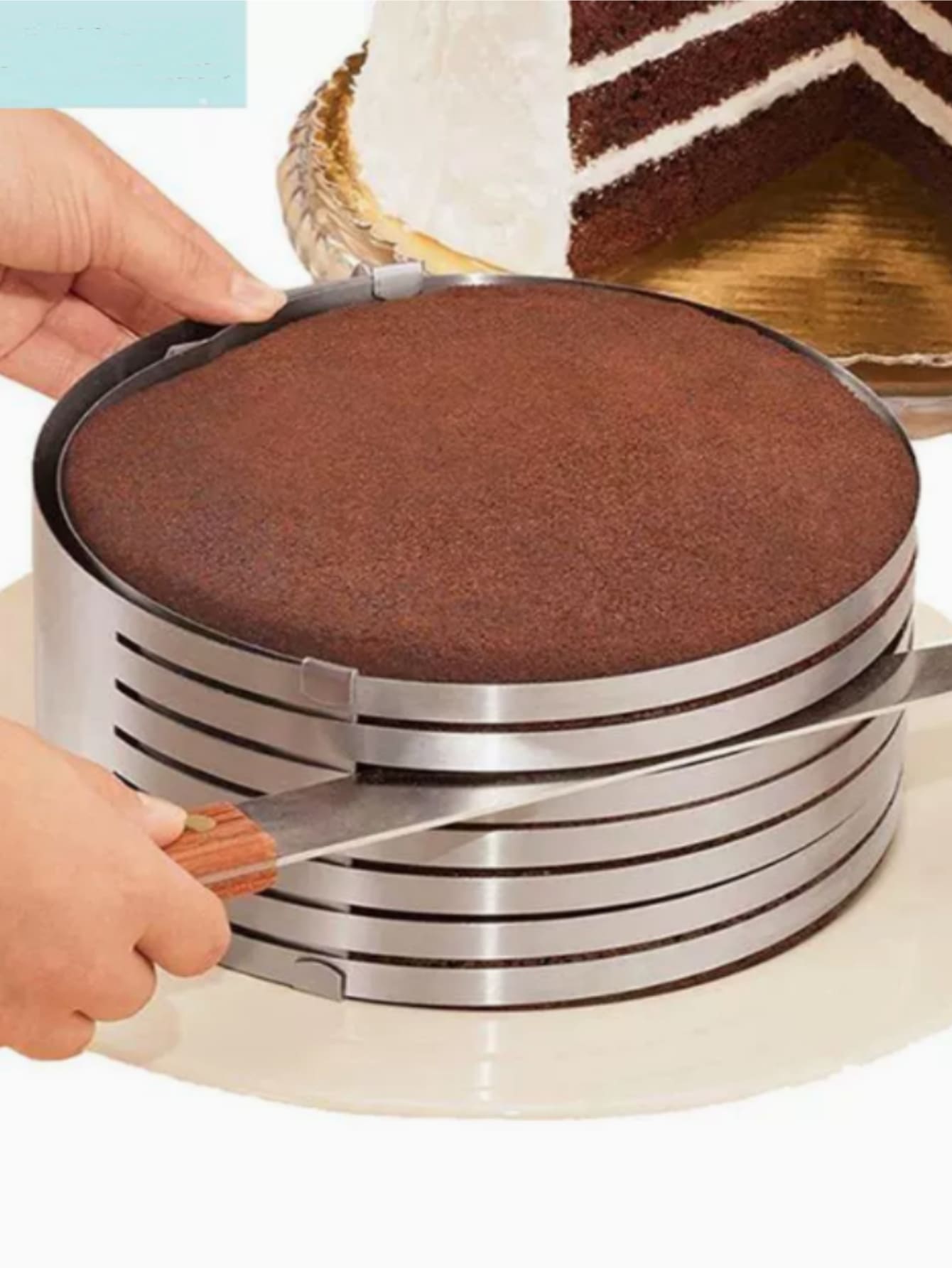 1pc Stainless Steel Cake Cutter Mold, Classic Cake Ring For Kitchen - Silver - View 1