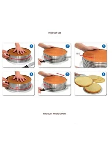 1pc Stainless Steel Cake Cutter Mold, Classic Cake Ring For Kitchen - Silver - View 3