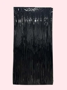 1入組PET流蘇窗簾派對用極簡主義黑色金屬箔窗簾 - 黑色 - 查看 3