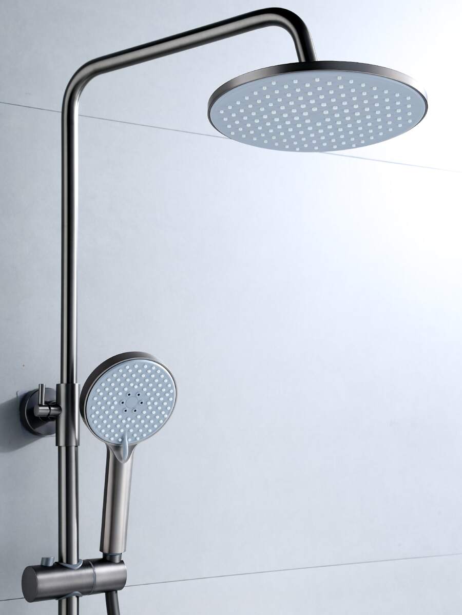 2pcs/set Plastic Shower Head, Pressurization Handheld Shower Sprinkler For Bathroom - Light Grey - View 1