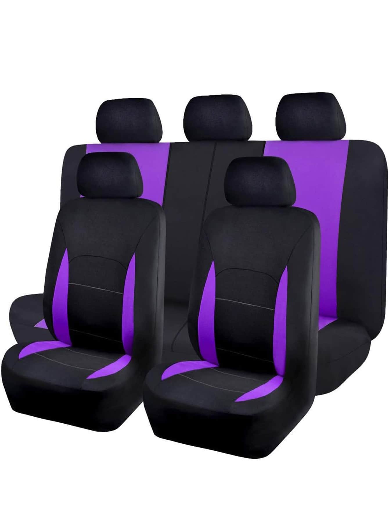 9pcs Colorblock Car Seat Cover - Purple - View 1