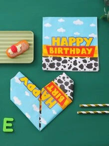 24入組/套紙質一次性餐巾可愛奶牛和標語圖形紙餐桌餐巾 - 彩色 - 查看 1