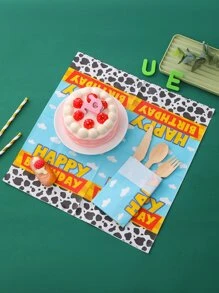 24入組/套紙質一次性餐巾可愛奶牛和標語圖形紙餐桌餐巾 - 彩色 - 查看 2