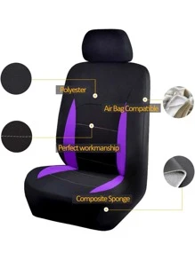 9pcs Colorblock Car Seat Cover - Purple - View 4