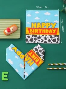 24入組/套紙質一次性餐巾可愛奶牛和標語圖形紙餐桌餐巾 - 彩色 - 查看 4