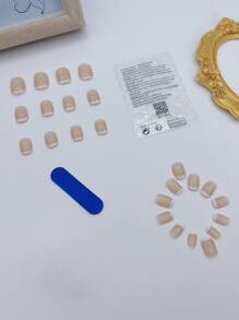 24 móng tay kiểu Pháp hình vuông ngắn và 1 dũa móng tay và 1 băng dính - Nhiều màu - Xem 2