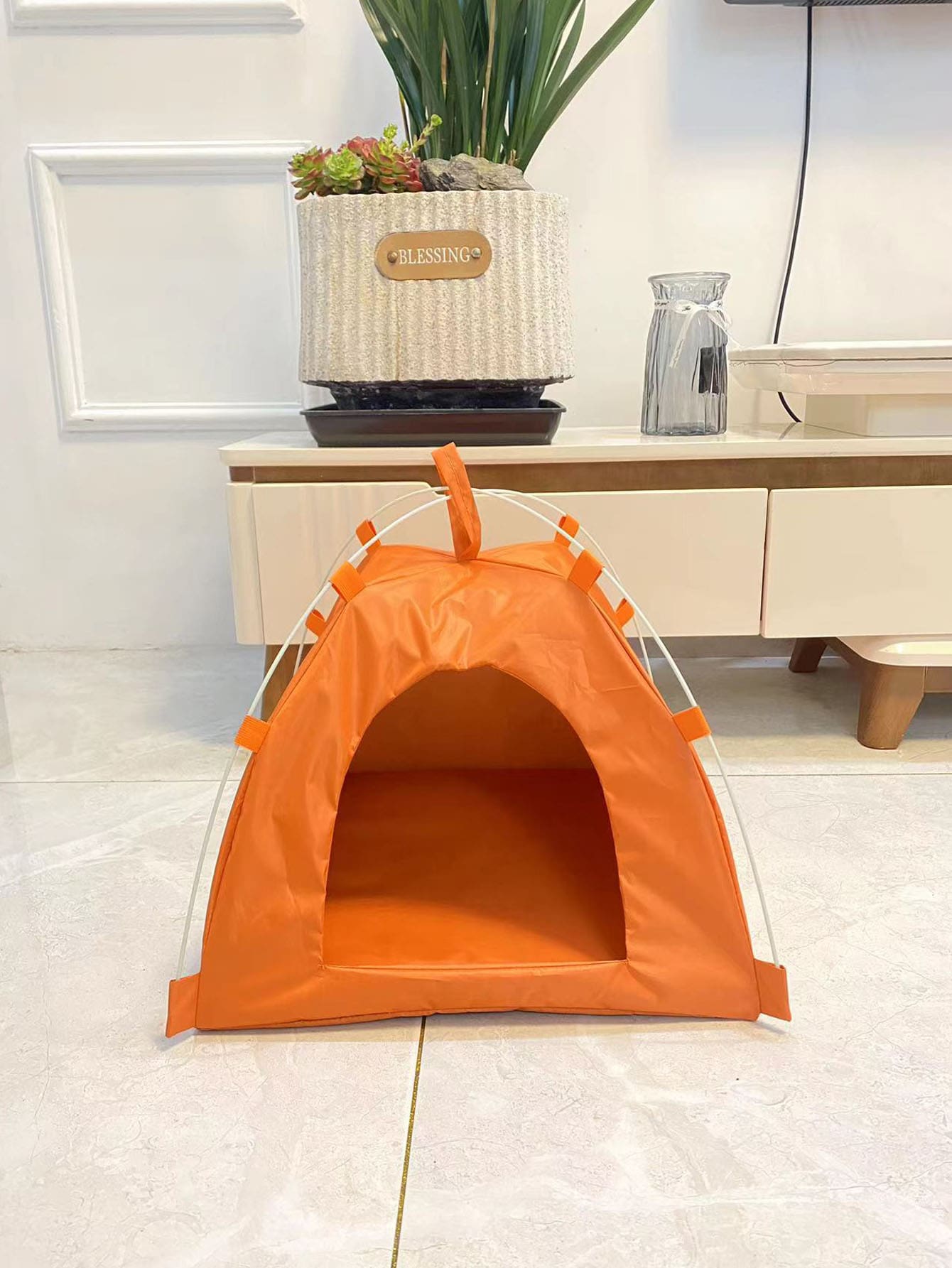 1入組可折疊寵物帳篷 - 橘色 - 查看 1